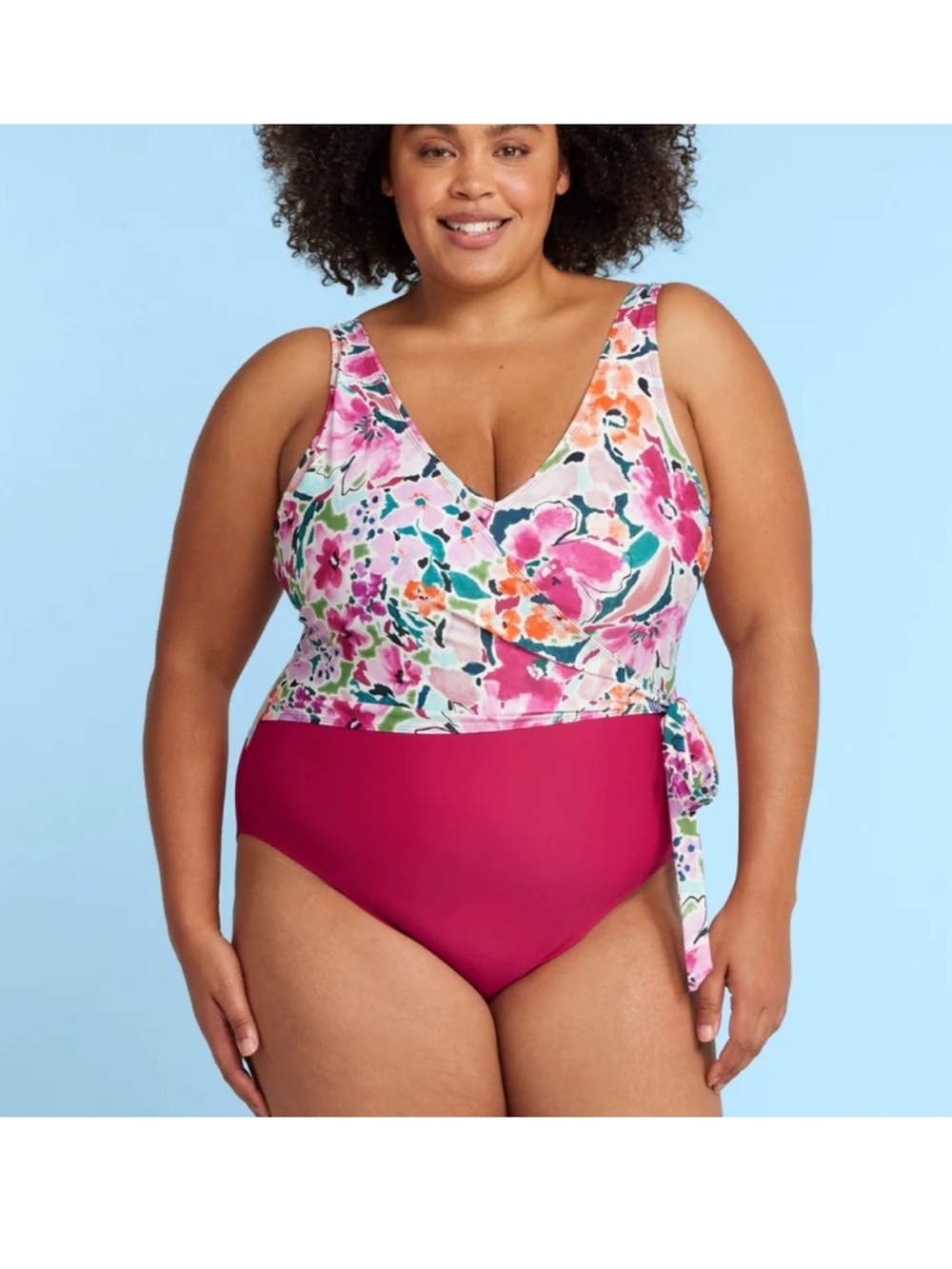 Summersalt × L.L.Bean The Perfect Wrap One-Piece Swimsuit in Floral Strawberry